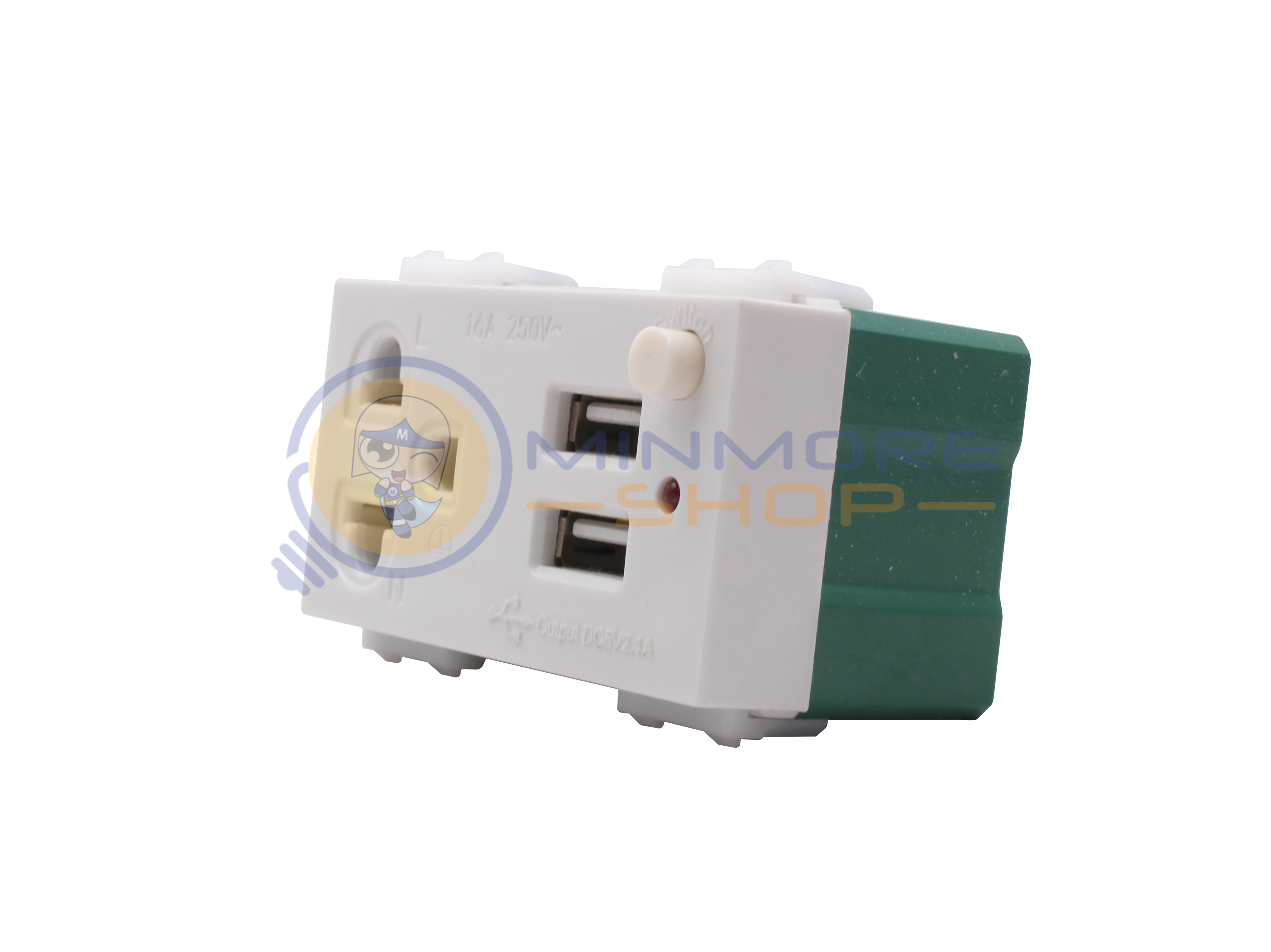 ปลั๊กกราวด์เดี่ยว พร้อมช่องเสียบ USB 1A 2ช่อง ยี่ห้อ BEWON