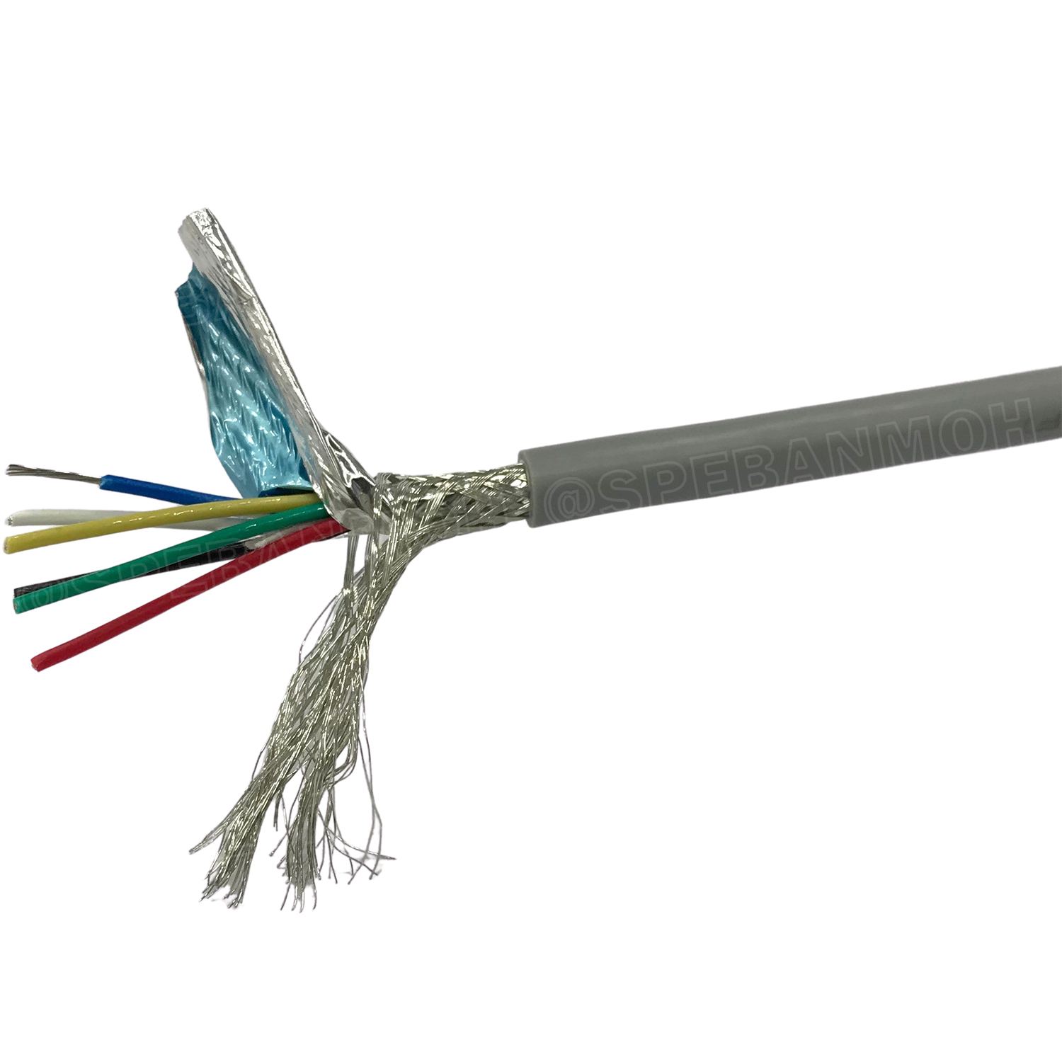 [ 1 เมตร ] TW-2464-BS-24AWG-06C สีเทา Grey สายมัลติคอร์ 6 คอร์ ขนาด 24AWG 6C x 24AWG UL2464 300V 80°C AWG24 เบอร์ 24 สายชีลรอบ Braid Shielded Multicore Cable 6C Computer Cable TCU Tinned Stranded Copper AWM 2464 24AWG VW-1 80°C 300V E150612 Thai Wonderful