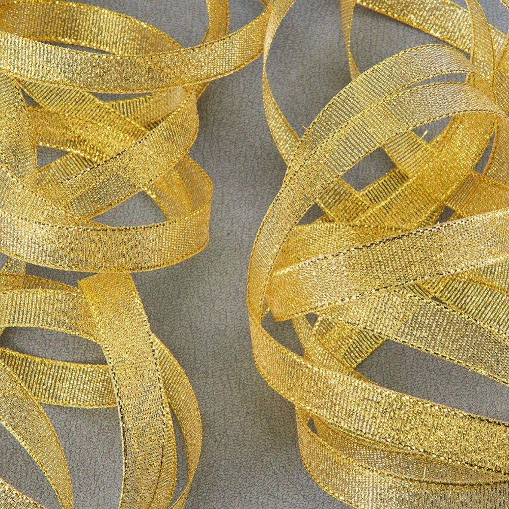 ริบบิ้นเมทาลิคหน้าเดียว สีทอง 1 ม้วน ยาว 25 หลา