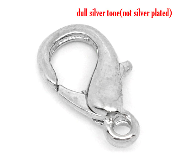 ตะขอก้ามปูโลหะอัลลอยด์ สิเงิน ขนาด 12x7mm แพ็ค 20 อัน Zinc Alloy Lobster Claw Clasps, Platinum, 12x7mm, Hole: 1.5mm