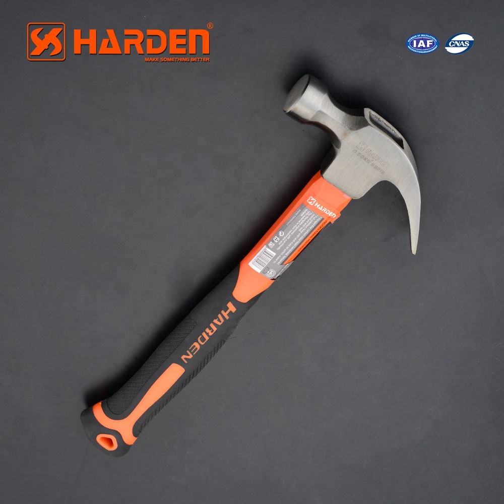 HARDEN ค้อนหงอนถอนตะปู หัวเหล็ก ด้ามไฟเบอร์ ขนาด 16 ออนซ์(0.50 กรัม) รุ่น 590215 ของแท้