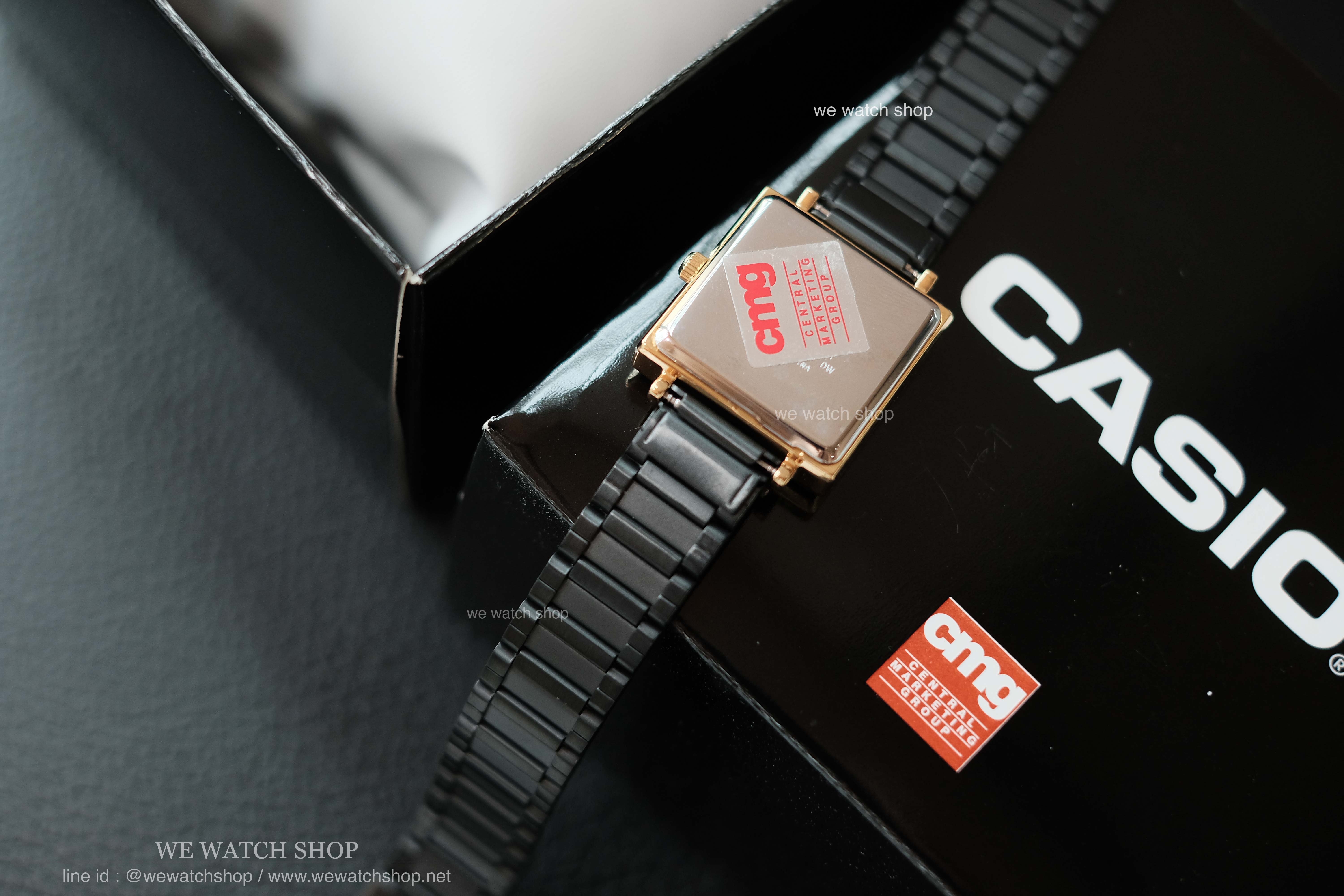 CASIO Standard รุ่น LTP-E155GB-1ADF สีดำ ทอง สายสแตนเลส สินค้าใหม่ ของแท้ รับประกันศูนย์ CMG