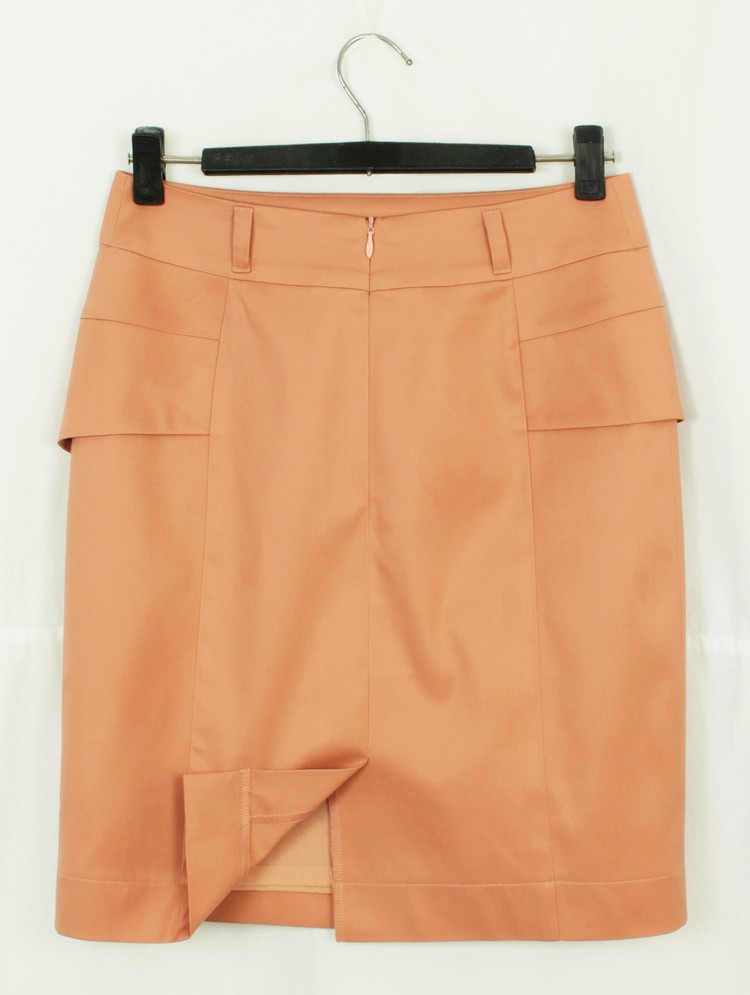 SK-148 กระโปรงแฟชั่น&ทำงาน ทรงสอบจับจีบทวิชซ้อนกัน ผ้าญี่ปุ่นสี Peach