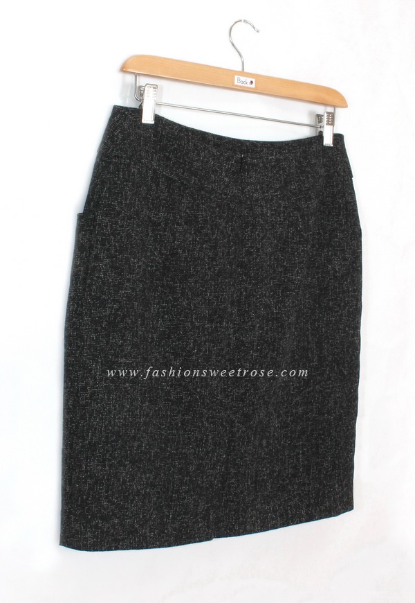 SK-420 กระโปรงแฟชั่น ทรงสอบ ผ้า CHANEL โทนสีดำ