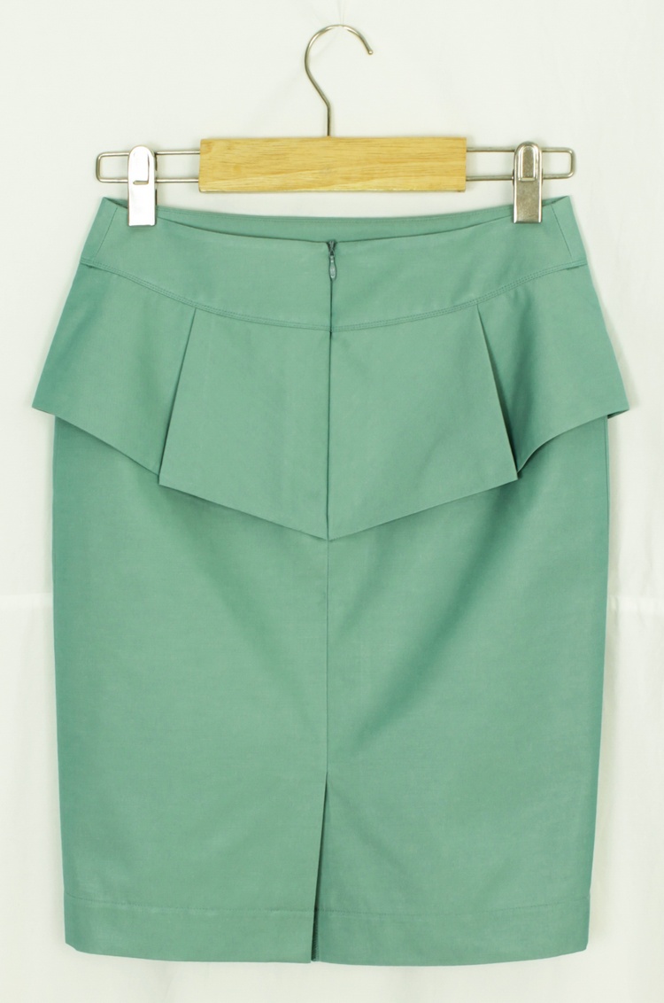กระโปรงแฟชั่น&ทำงาน ทรงสอบ ผ้าคอตต้อนญี่ปุ่นผสมโพลีเอสเตอร์สีเขียวอมฟ้า / SK-132