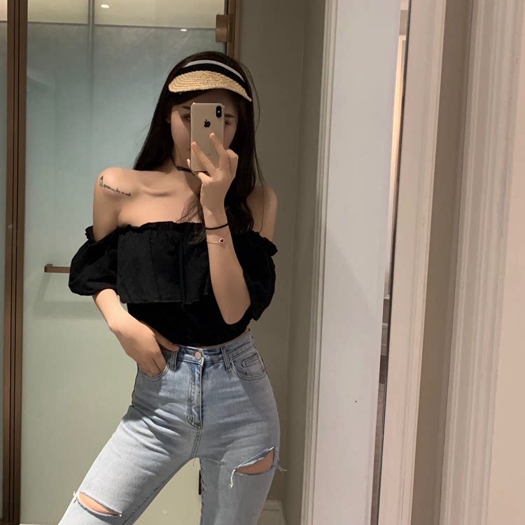 Crop top เสื้อครอปสั้นยางยืดจั้มพ์เอว