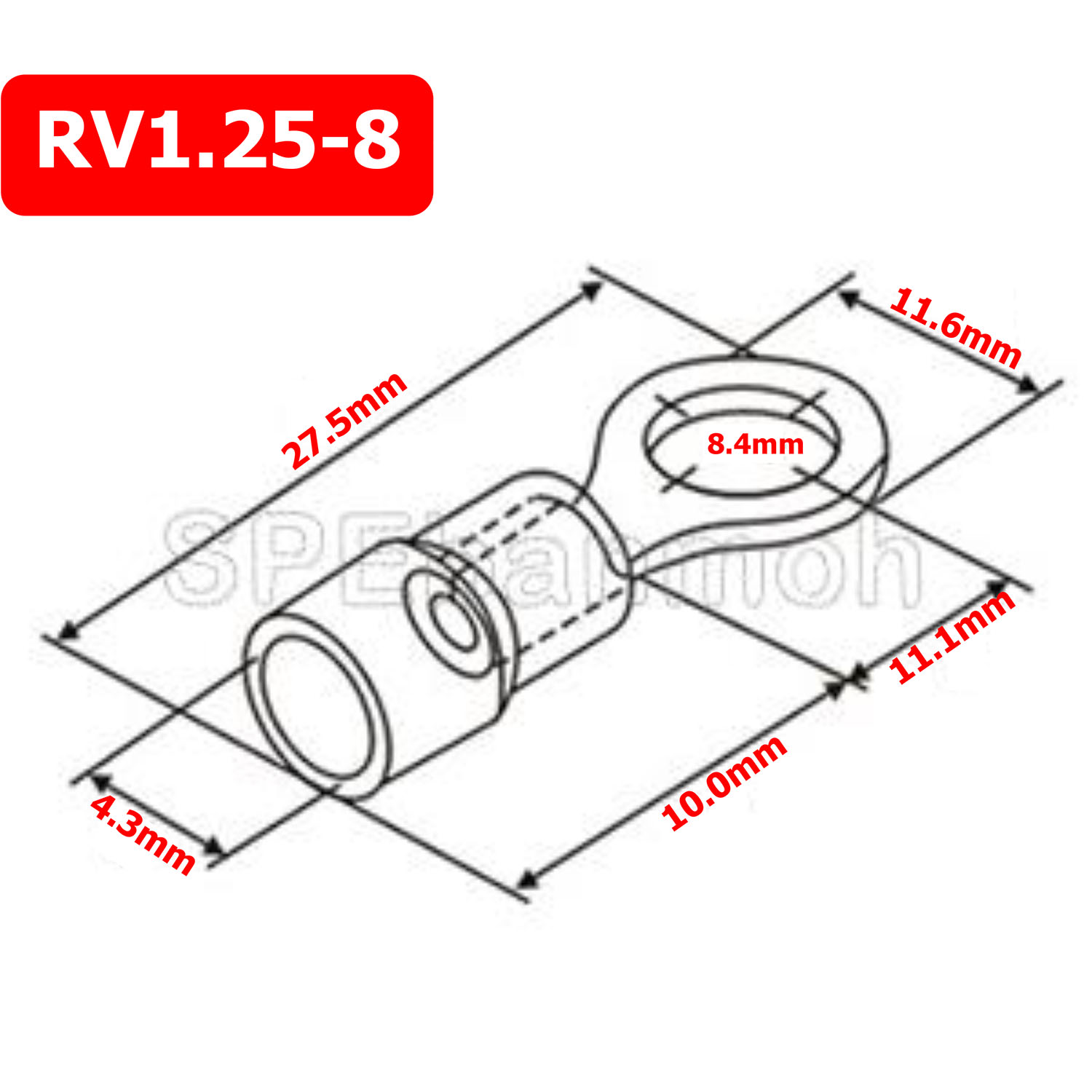 [ 100 ตัว/ถุง ] RV1.25-8 สำหรับสาย 0.5-1.5 sq.mm 22-16AWG หางปลากลม หางปลาหุ้มฉนวน เทอร์มินอล หางปลาย้ำสายไฟ หางปลา หางปลากลมหุ้ม หางปลาแฉก Terminal Crimping หางปลา กลมหุ้ม หางปลาต่อสาย ขั้วต่อสายไฟ หางปลาวง หางปลา RV Spade Terminal หางปลากลมหุ้มฉนวน