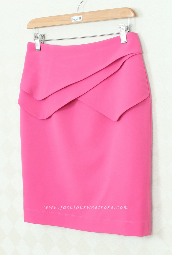 SK-293 กระโปรงแฟชั่น&ทำงาน ทรงสอบ ผ้าไหมอิตาลีสีชมพู Pink Candy