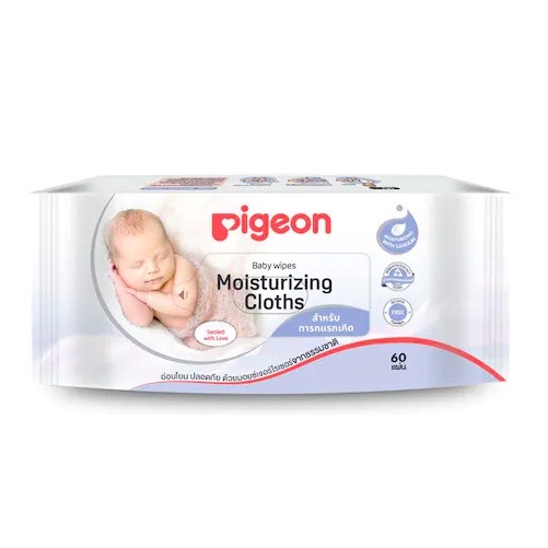 พีเจ้น Baby Wipes สูตรมอยเจอร์ไรเซอร์ ทิชชู่เปียกพกพา ผ้าเปียกสำหรับทารก 60 แผ่น