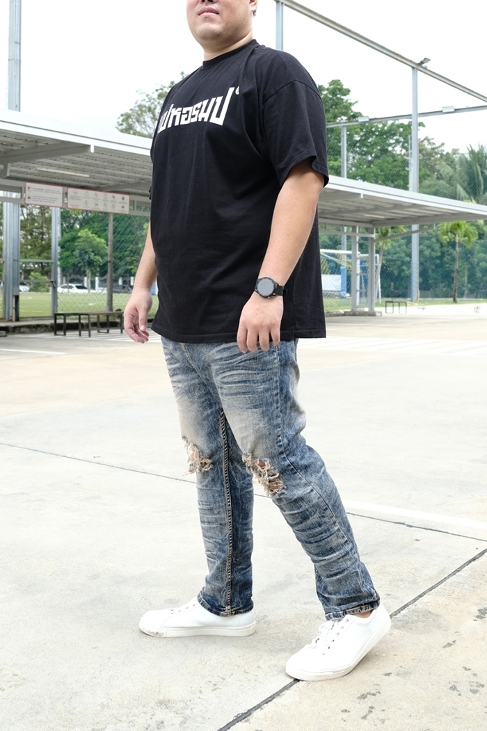 กางเกงยีนส์ ไซส์ใหญ่ ทรงกระบอกเล็ก ผ้ายืด สียีนส์ฟอก กางเกงคนอ้วน ผู้ชายอ้วน 40-50" #JL009