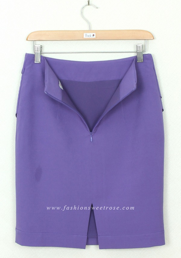 SK-295 กระโปรงแฟชั่น&ทำงาน ทรงสอบ ผ้าไหมอิตาลีสีม่วง
