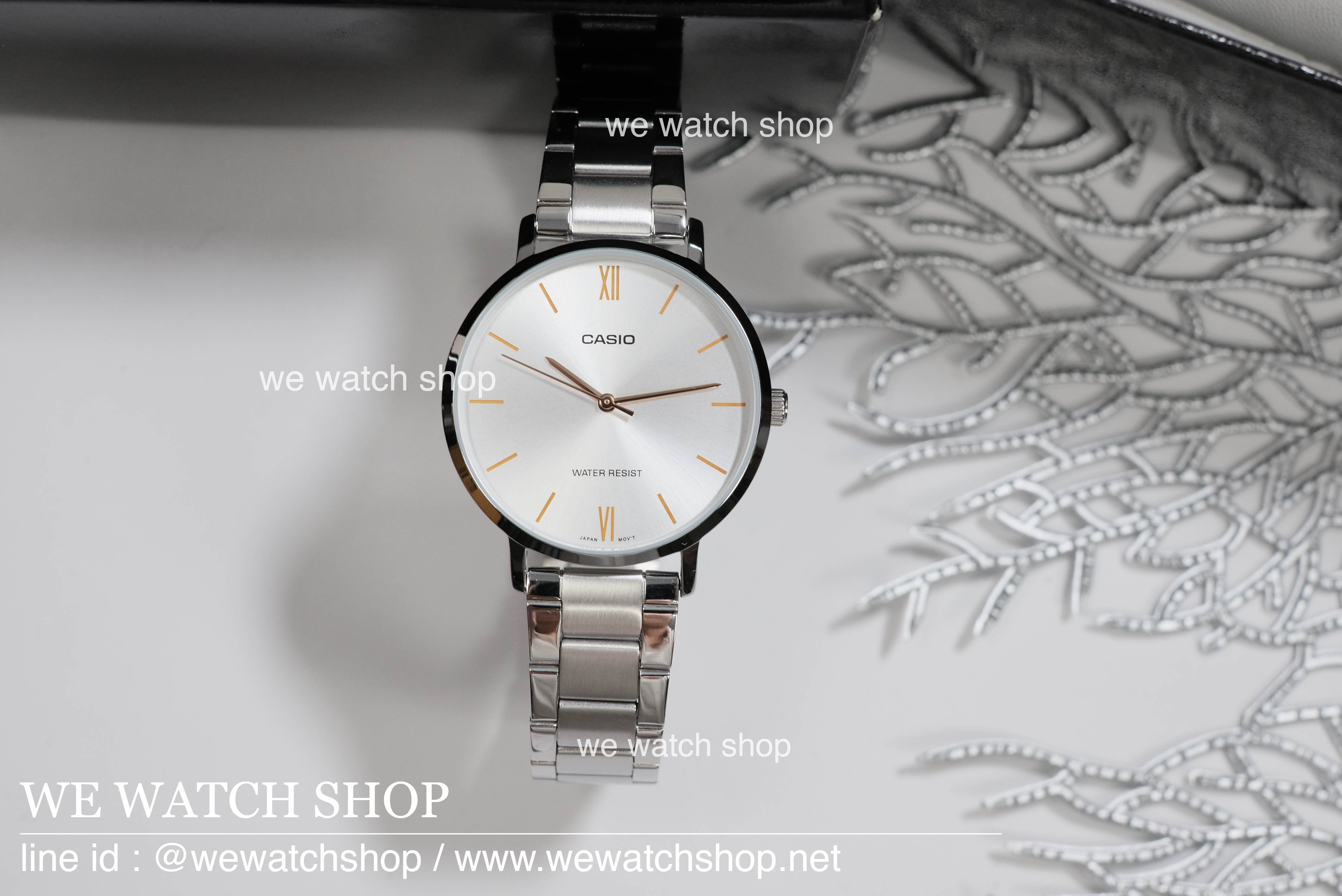 CASIO Standard รุ่น LTP-VT01D-7BUDF สีเงิน หน้าปัดขาว สายสแตนเลส สินค้าใหม่ ของแท้ รับประกันศูนย์ CMG