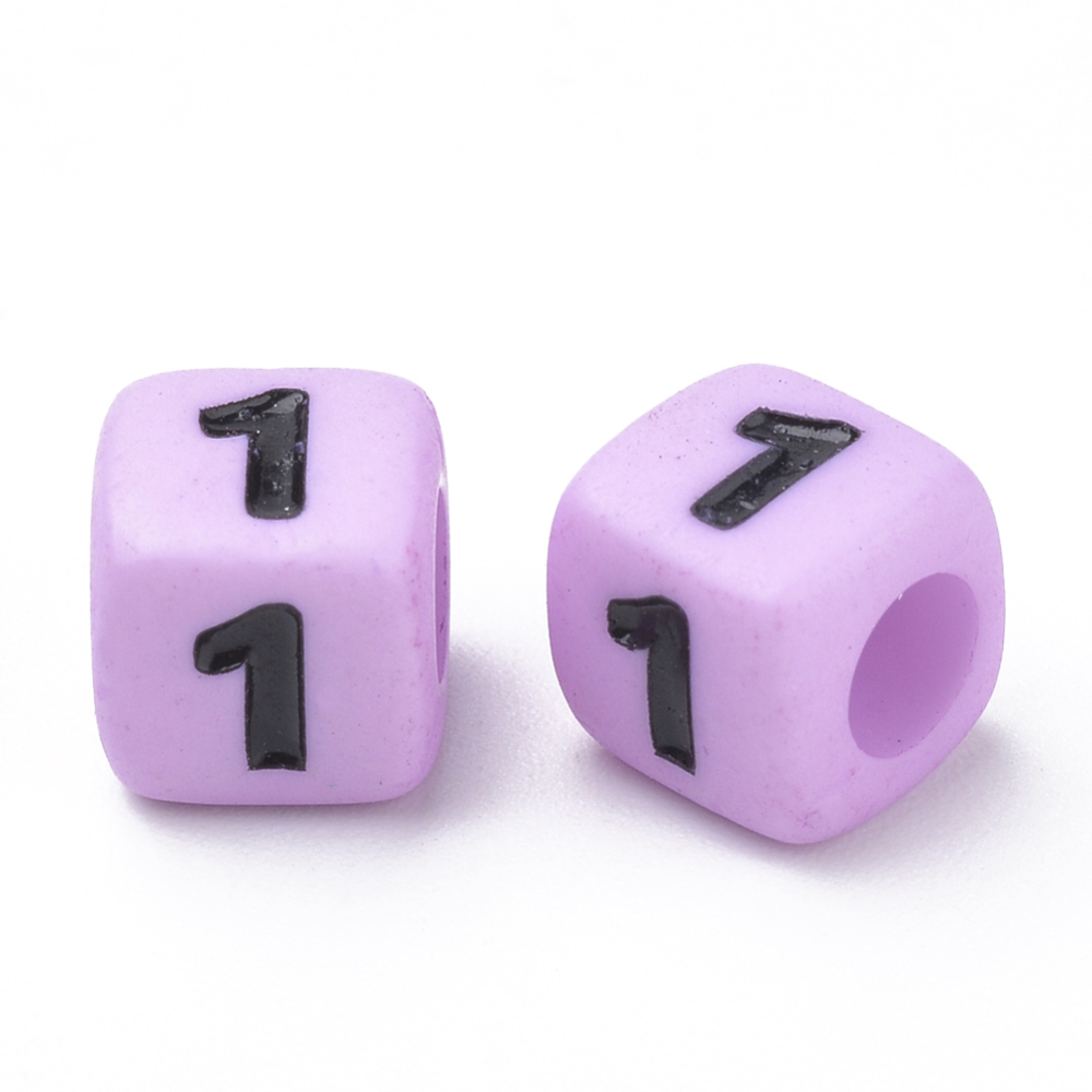 ลูกปัดตัวเลขอะครีลิคทึบ ขนาด 7x7x7 มม. รู 3.5 มม.