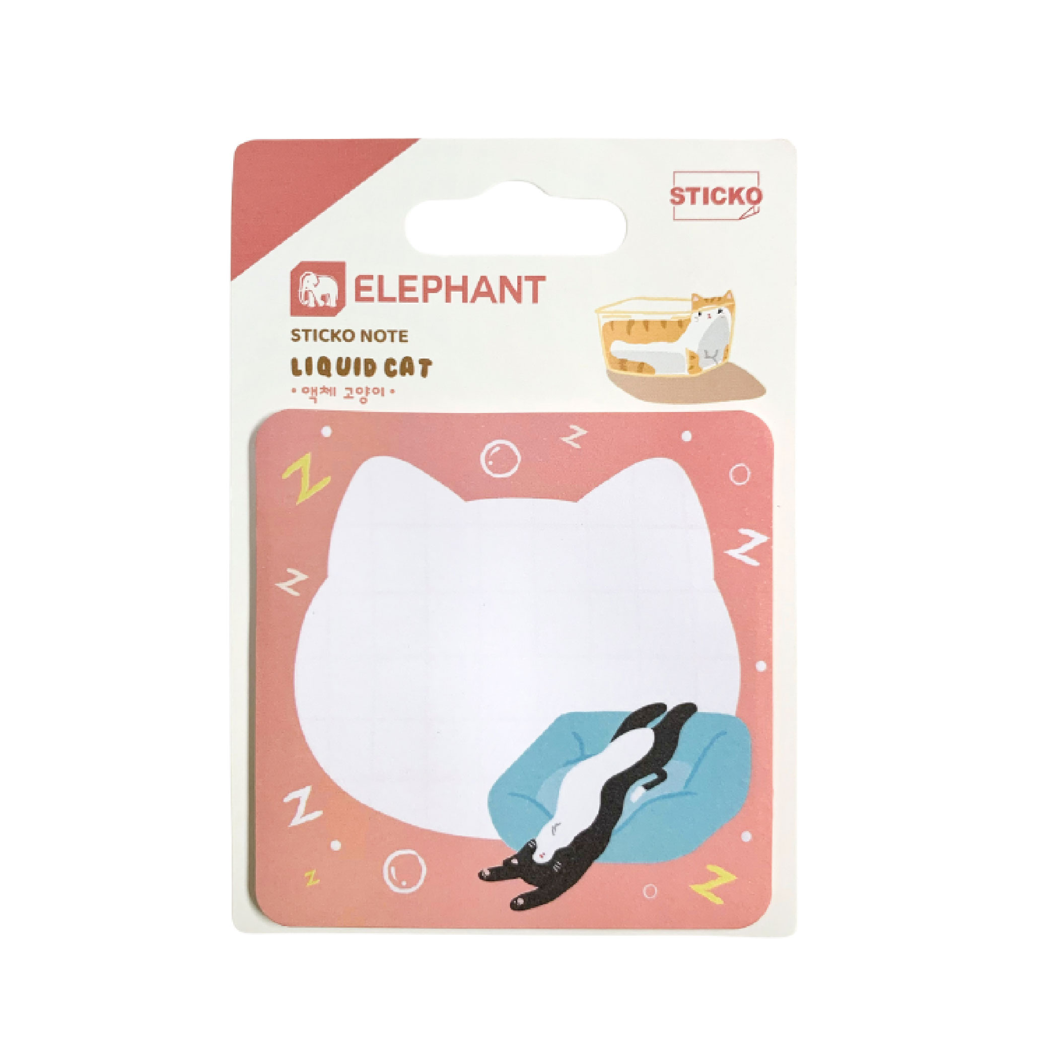 กระดาษโน๊ต โพสอิท Sticko Note ชนิดกาวในตัว ตราช้าง Elephant ลาย LIQUID CAT
