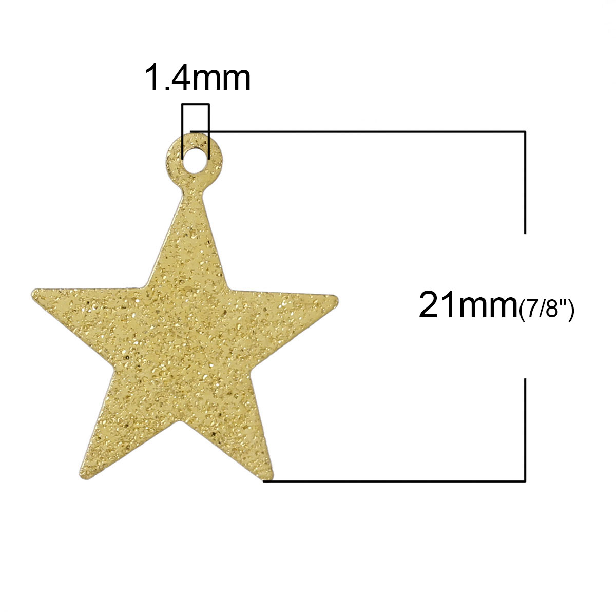 จี้ทองแดงรูปดาวเพ้นท์สีทอง ขนาด 19 x 21 mm แพ็ค 14 ชิ้น