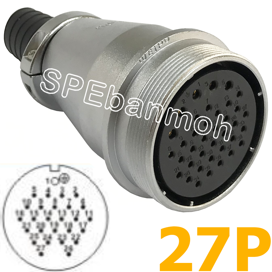 [ 1ชิ้น ] WS48-ZQF-27 ปลั๊กเหล็ก 48mm เมียต่อสาย เกลียวนอก Female คอนเน็คเตอร์เหล็ก Metal Connector WS48 Connector ปลั๊กเหล็ก 27P เมียต่อสาย 27พิน ขั้วเสียบไฟฟ้า ขั้วต่อไฟฟ้า ปลั๊ก แจ็ค ขั้วต่อเหล็ก 48มิล ปลั๊กต่อลอย ปลั๊กไฟ ขั้วต่อสาย ขั้วต่อคอนเน็คเตอร์