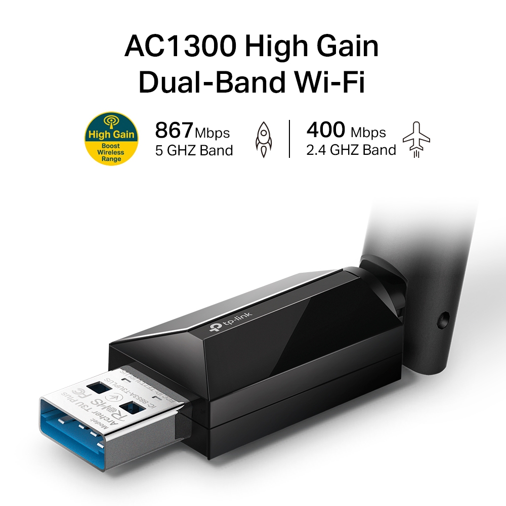 TP-LINK Archer T3U Plus AC1300 High Gain Wireless Dual Band USB Adapter Limited lifetime