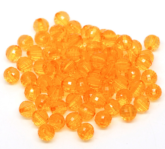 ลูกปัดอะครีลิคกลม คริสตัลสไตล์ ขนาด 8mm แพ็ค 100 เม็ด