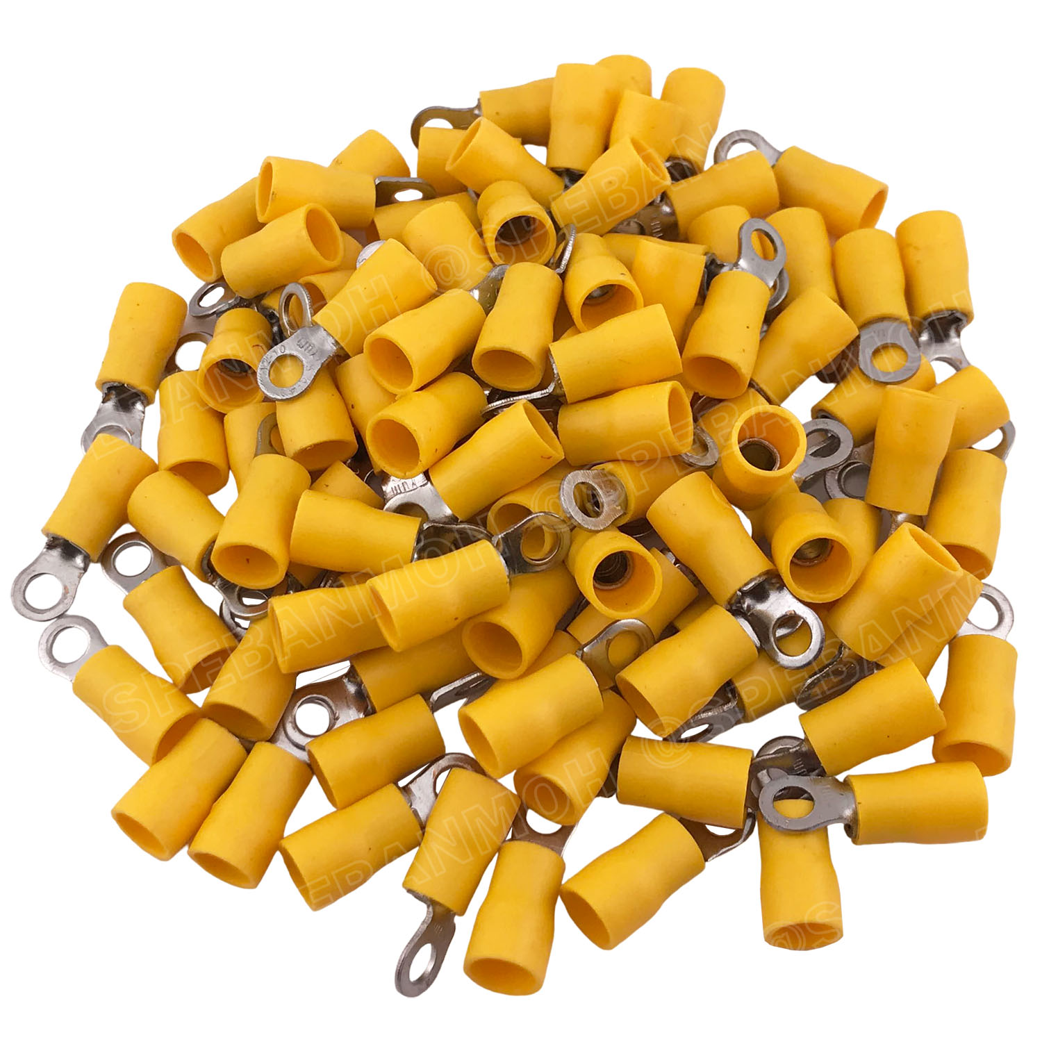 [ 100 ตัว/ถุง ] RV5.5-4 สีเหลือง Yellow สำหรับสาย 4.0-6.0 sq.mm 12-10AWG หางปลากลม หางปลาหุ้มฉนวน เทอร์มินอล หางปลาย้ำสายไฟ หางปลา หางปลากลมหุ้ม หางปลาแฉก Terminal Crimping หางปลา กลมหุ้ม หางปลาต่อสาย ขั้วต่อสายไฟ หางปลาวง หางปลา RV Spade Terminal หางปลาก