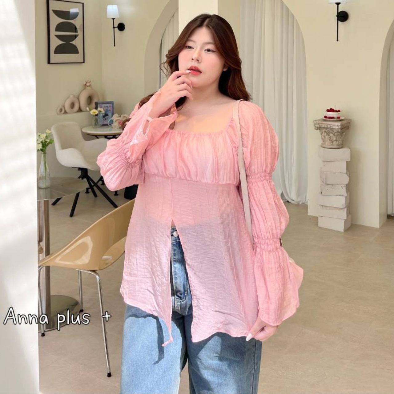 A204 เสื้อสาวอวบ แขนยาว อกได้ถึง50 มี6สี ขาว ดำ แดง ชมพู ฟ้า เหลือง อก40-50นิ้ว