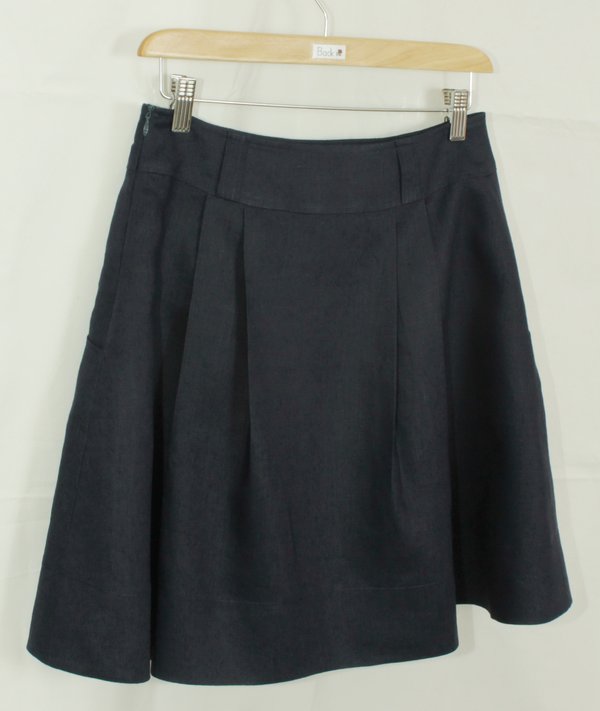 SK-183 กระโปรงแฟชั่น&ทำงาน ทรงบาน ผ้าลินินญี่ปุ่นสีน้ำเงิน มีกระเป๋าล้วงได้ 2 ข้าง