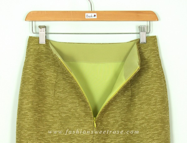 SK-460 กระโปรงทรงดินสอ ผ้า CHANEL JAPAN สีเขียว