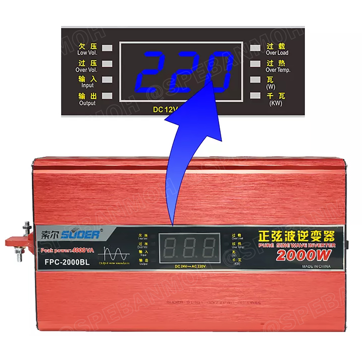 FPC-1500VA-V.2 รุ่นมีจอสแดงผล อินเวอร์เตอร์ แปลงไฟ ออก 220V รุ่นใหม่ มีหน้าจอแสดงผล LCD Inverter ยี่ห้อ SUOER 1500W 24V to 220V off grid inverter pure sine power inverters 1500W FPC-1500 อินเวอร์เตอร์ เพียวไซน์เวฟ SUOER หม้อแปลง to 220V อุปกรณ์แปลงไฟ