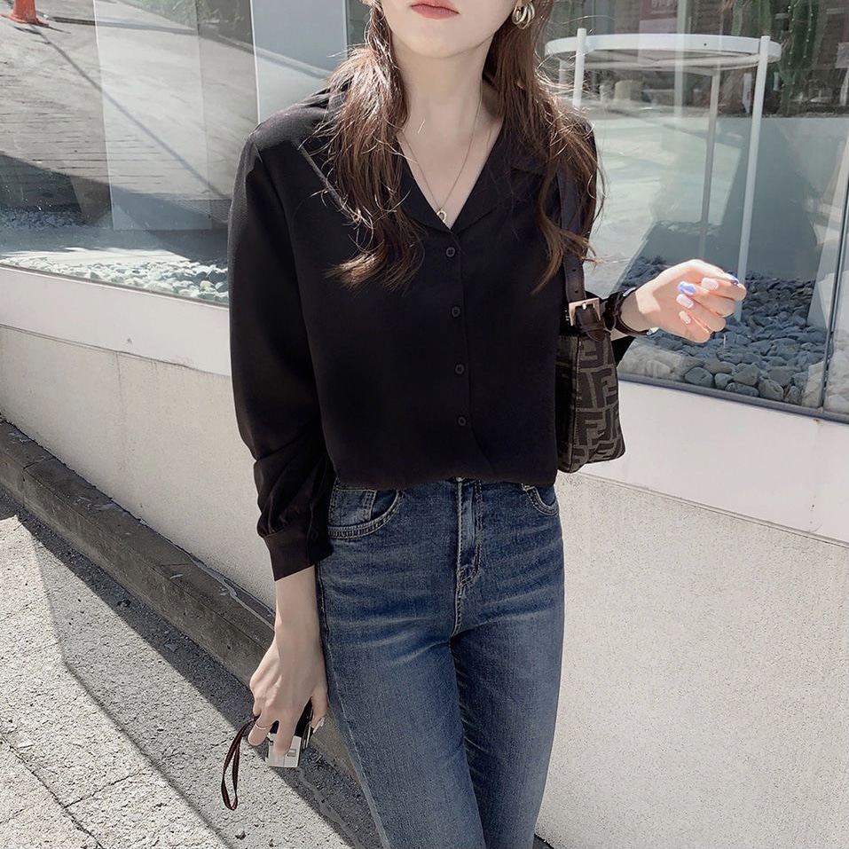 Basic Chiffon blouse เสื้อเบาส์แขน 5 ส่วน ผ้าชีฟอง