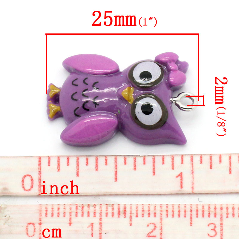 จี้/ตัวห้อย เรซิ่นรูปนกฮูก ขนาด 25x16mm 3 ชิ้น