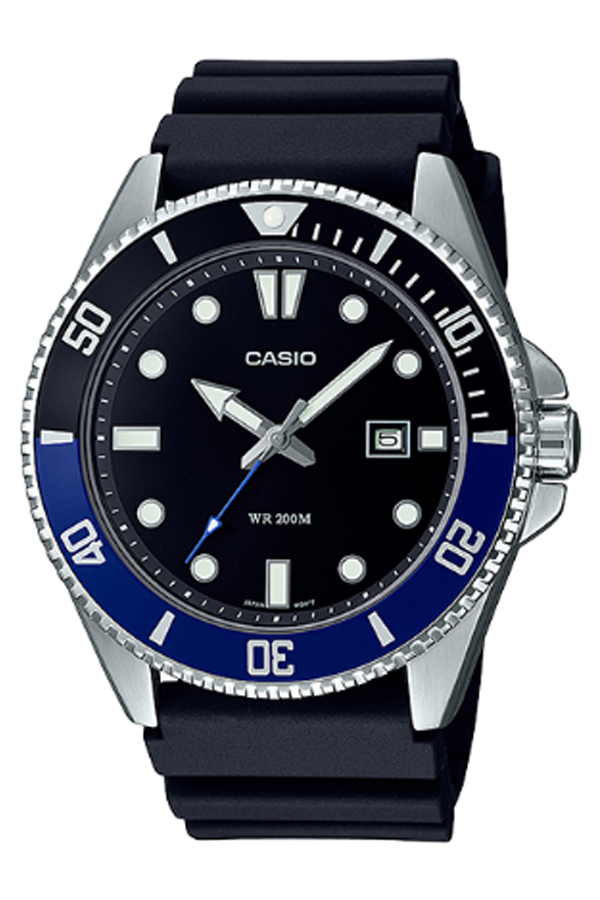 CASIO รุ่น MDV-107-1A2VDF สีดำ กรอบน้ำเงิน สินค้าของเเท้ รับประกันศูนย์ CMG