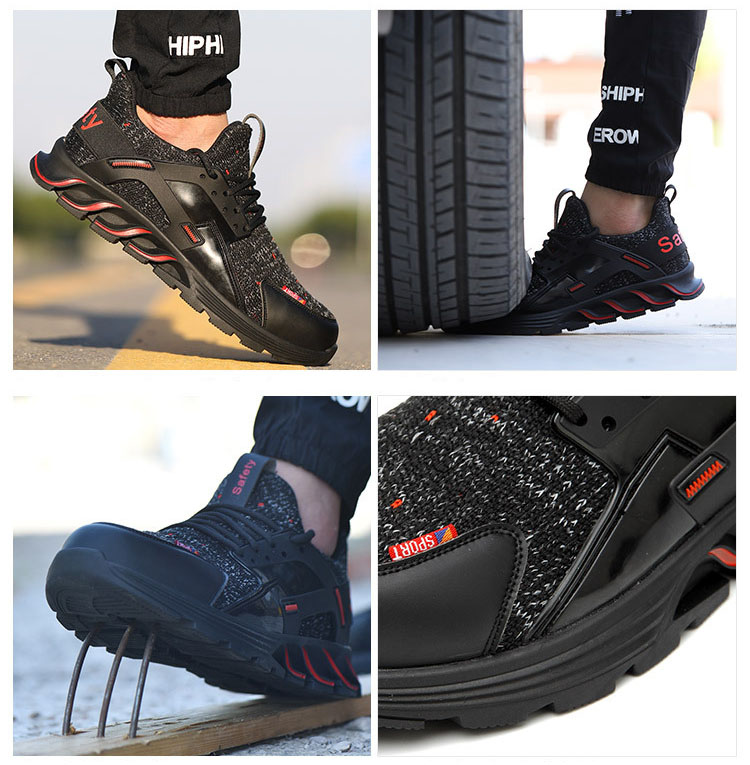 HOT SPORT NO.7 รองเท้าเซฟตี้ผ้าใบ หัวเหล็ก พื้นเสริมแผ่นเหล็ก ดีไซน์สปอร์ต