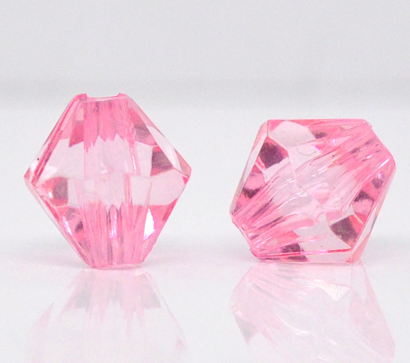 ลูกปัดอะครีลิคไบคอนเหลี่ยมเจีย ขนาด 8x8mm แพ็ค 100 เม็ด