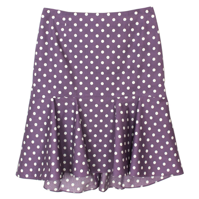 SK-200 กระโปรงแฟชั่น&ทำงาน ทรงย้วย ผ้าคอตต้อนญี่ปุ่นสีม่วง Polka Dot Purple