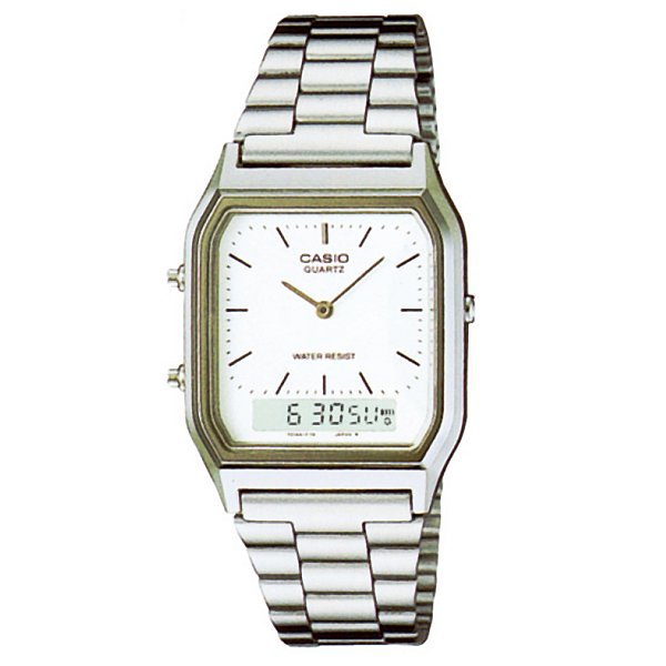 Casio นาฬิกาข้อมือ Classic รุ่น AQ-230A-7DMQ สีเงิน สินค้าของเเท้ รับประกันศูนย์ CMG