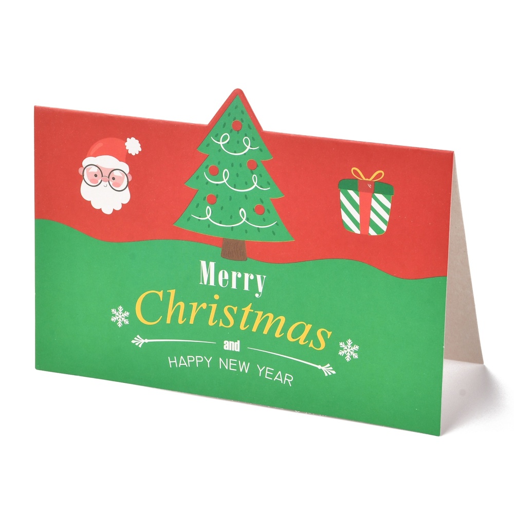 5 ใบ การ์ดอวยพร คริสต์มาส ปีใหม่ พร้อมซองสีขาว ขนาด 100x140x0.3mm
