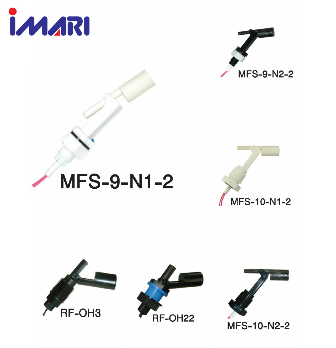 สวิทช์ลูกลอยพลาสติกติดด้านข้าง สวิทช์ควบคุมระดับของเหลว Mini Float Switch (IMARI) Model : MFS-9-N1-2, Model : MFS-9-N2-2, Model : MFS-10-N1-2, Model : MFS-10-N2-2, Model : RF-OH22, Model : RF-OH3