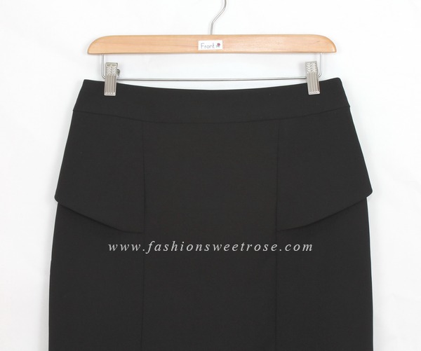 SK-419 กระโปรงแฟชั่น&ทำงาน ทรงสอบ ผ้า Rose Skinny สีดำ
