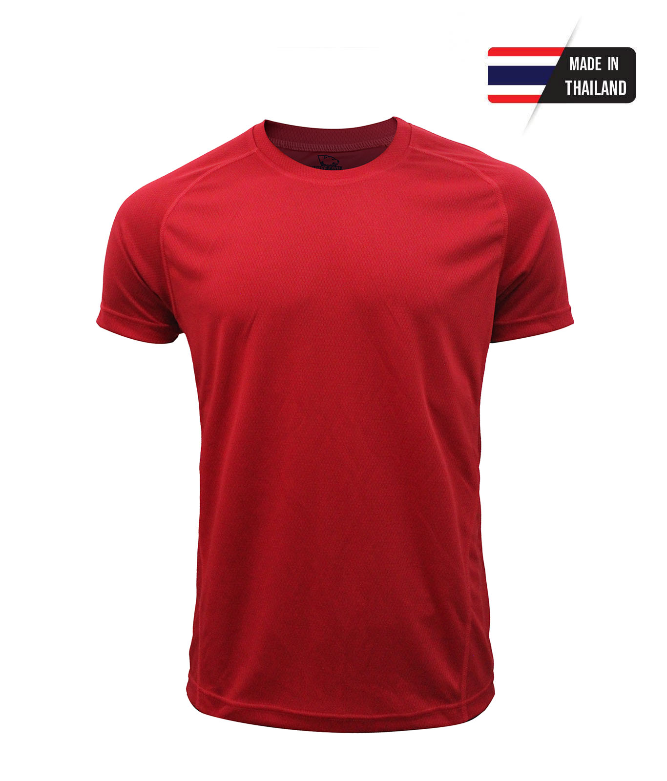 เสื้อคอกลม คอกลมไหล่สโลป ผ้าเม็ดข้าวโพด ไมโคร 100% สีแดง ใส่สบาย ระบายเหงื่อได้ดี