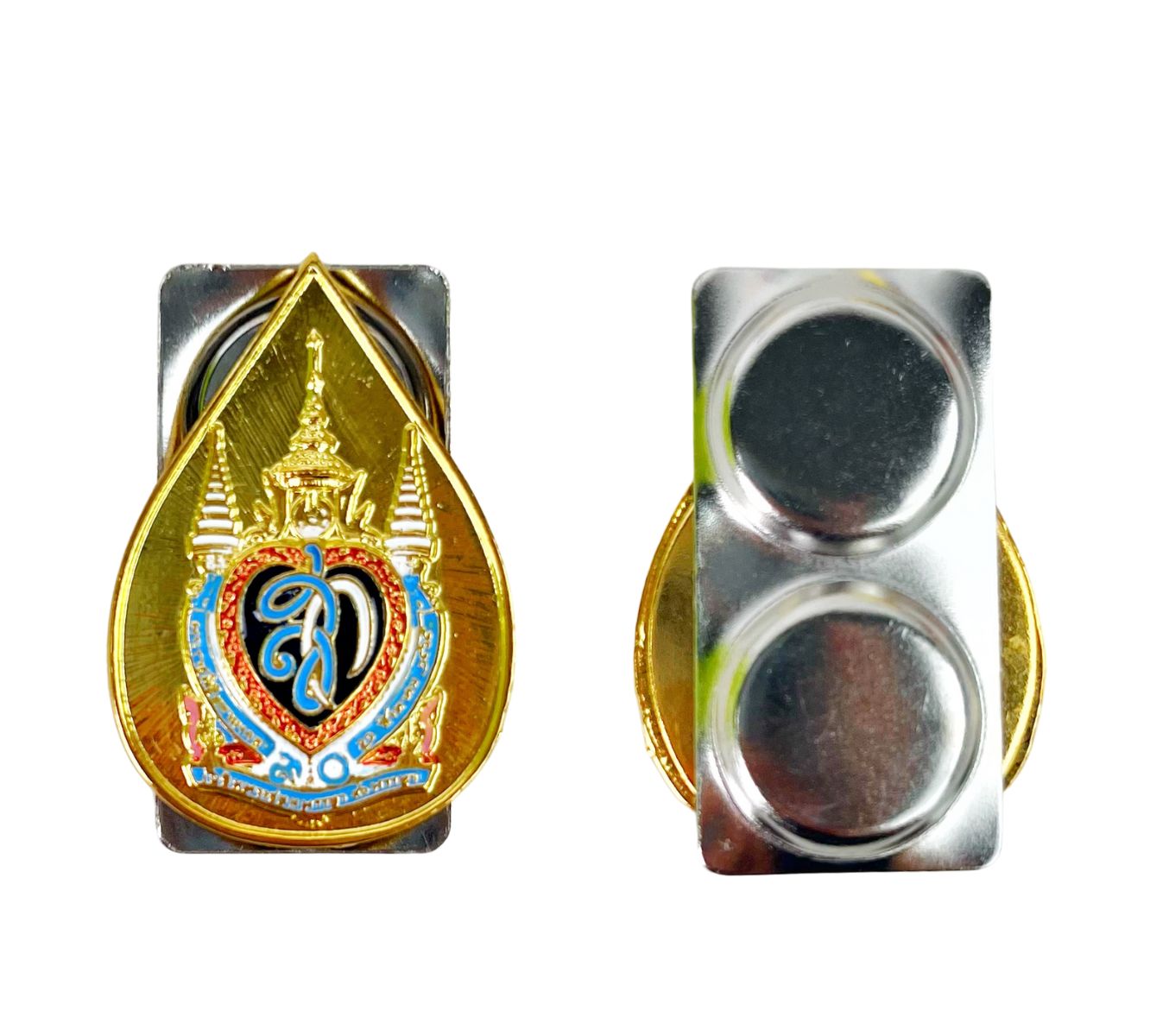 เข็มติดหน้าอก พระราชินี สก. (ร.9) เข็มที่ละลึก 90 พรรษา แบบเข็มกลัด / แม่เหล็ก พร้อมกล่อง