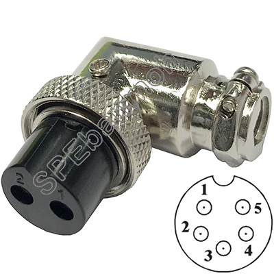 ปลั๊กเหล็ก 5 Pin ต่อสาย PL16-JWR-05 ขนาด 16มิล แบบงอ 90องศา