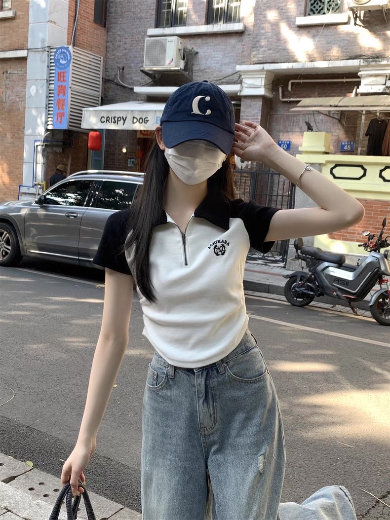 ACHI Zipper tee เสื้อสตรีทไหมพรมแต่งซิป