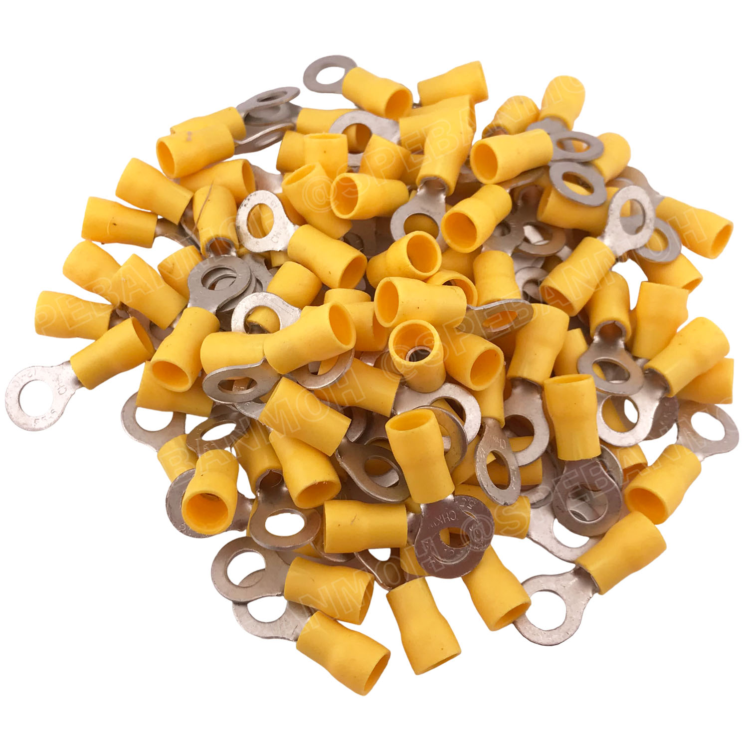 [ 100 ตัว/ถุง ] RV5.5-6 สีเหลือง Yellow สำหรับสาย 4.0-6.0 sq.mm 12-10AWG หางปลากลม หางปลาหุ้มฉนวน เทอร์มินอล หางปลาย้ำสายไฟ หางปลา หางปลากลมหุ้ม หางปลาแฉก Terminal Crimping หางปลา กลมหุ้ม หางปลาต่อสาย ขั้วต่อสายไฟ หางปลาวง หางปลา RV Spade Terminal หางปลาก