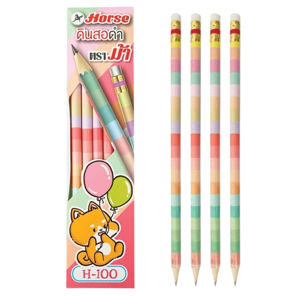 ดินสอดำ ความชัด HB ยกกล่อง 12 แท่ง ตราม้า Horse รุ่น H-100