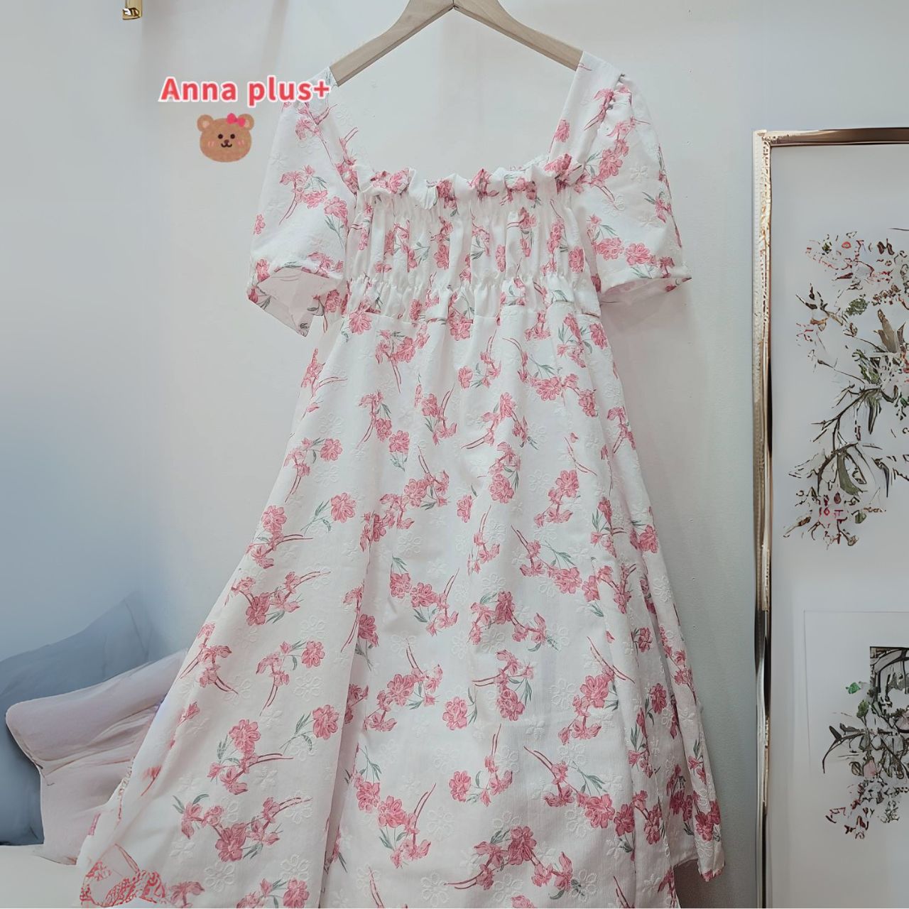 A173 เดรสสาวอวบ อกได้ถึง 50นิ้ว หน้าผ้า52นิ้ว สม็อดหลัง แดง ฟ้า อก40-50นิ้ว