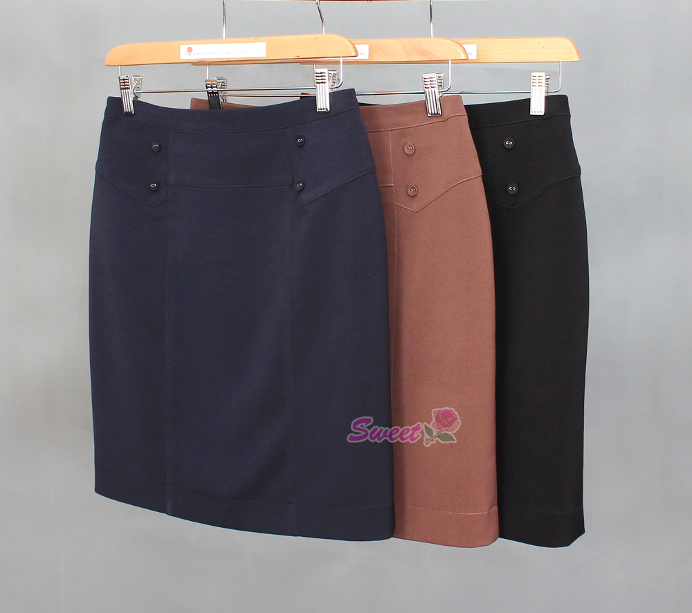 SK-501 กระโปรงทรงสอบ ผ้า Micro สีดำ