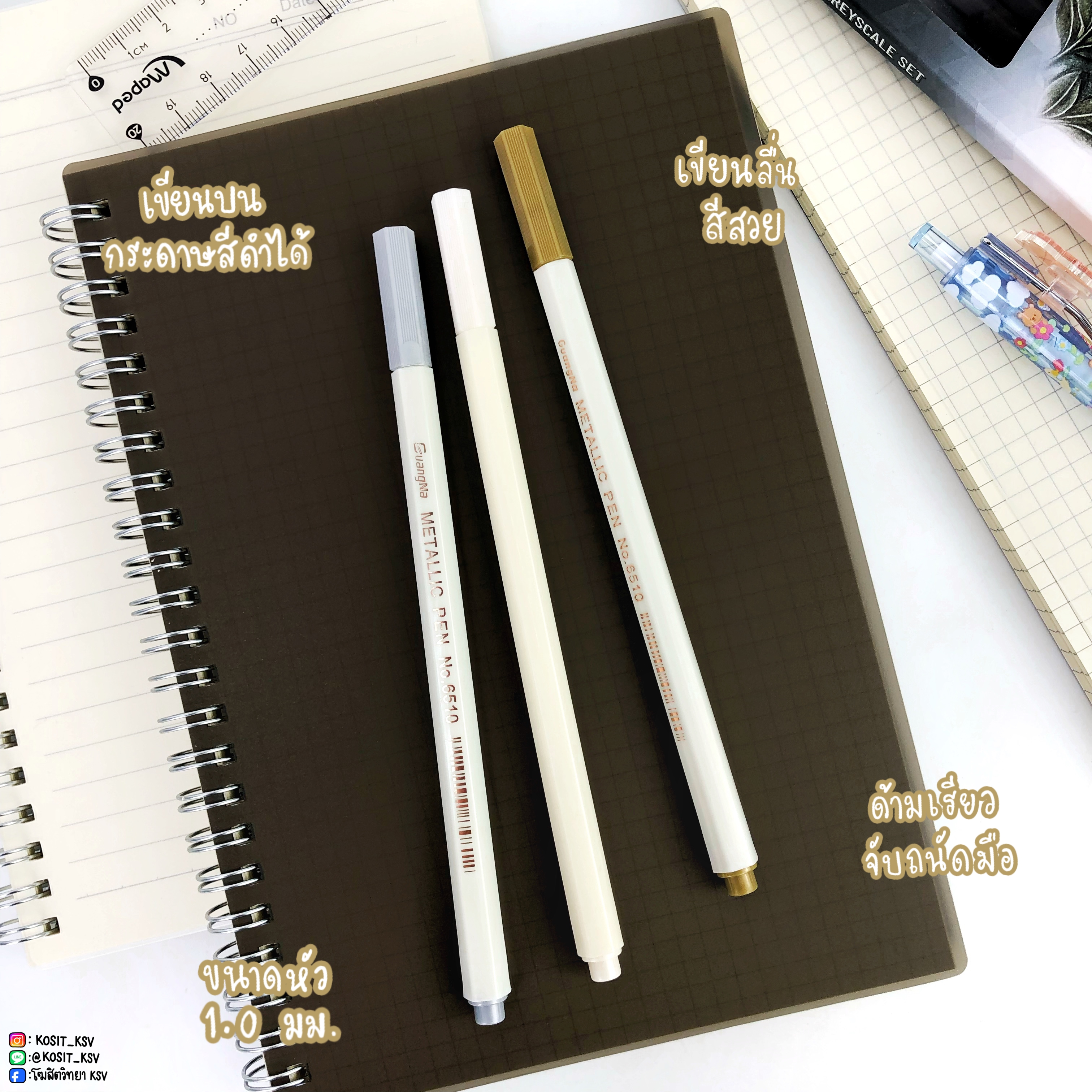 ปากกาสี เมทัลลิค metallic ปากกาสีขาว ปากกาเขียนกระดาษดำ No.6510 LUCK BOBO