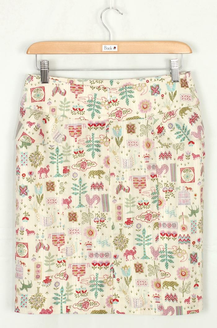 SK-209 กระโปรงแฟชั่น&ทำงาน ทรงสอบ ผ้าคอตต้อนญี่ปุ่นพิมพ์ลายคอสติส