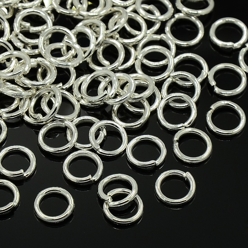 ห่วงวงแหวน Jump Ring เปิดได้ อัลลอยด์สีเงินขนาด 8x1mm, วงใน 6mm แพ็ค 5000 ชิ้น