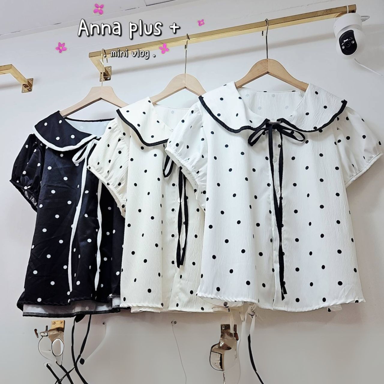 A227 เสื้อ สาวอวบ คอบัว แขนตุ๊กตา ขาว ดำ ครีม อก 40-50นิ้ว