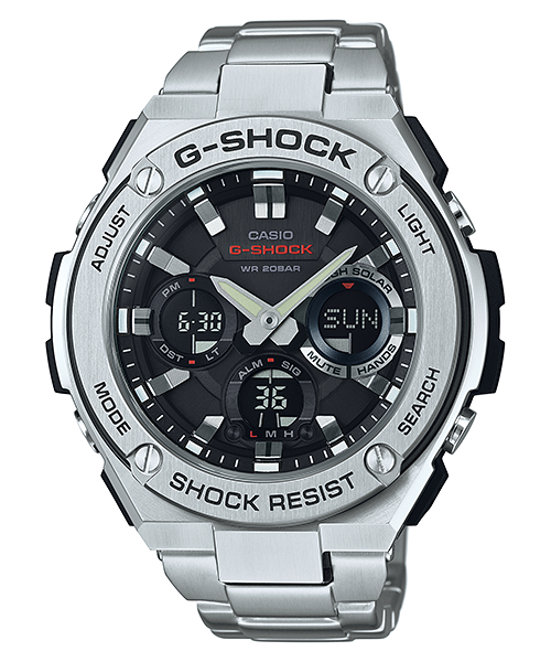 CASIO G-SHOCK รุ่น GST-S110D-1ADR สีเงิน สายแสตนเลส สินค้าของเเท้ รับประกันศูนย์ CMG